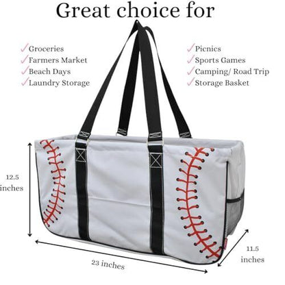 NGIL Utility Tote Bag (Baseball-white) Large, Baseball-white