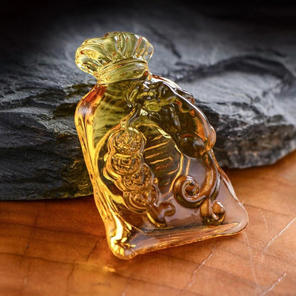 Citrine Money Bag Figurines Glass Crystal Crafts Lucky Feng Shui Ornaments 5x7cm