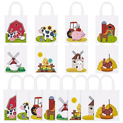 Deekin 24 Pcs Farm Animal Bags Barnyard Gift Treat Goody Bag Non Woven Farm...