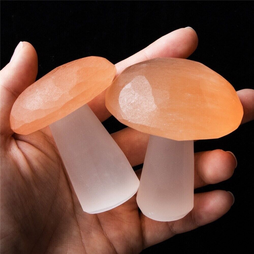 Mushroom Crystal Natural Selenite Stone Polished Chakra Healing Home Decor 4-6mm