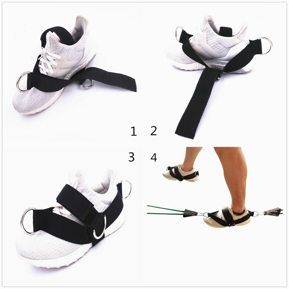 4 D-Rings Ankle Strap Cable Machines Resistance Bands Unisex Fitness Gym Workout
