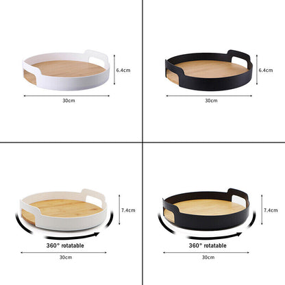Nordic Style Bamboo Tea Tray Wooden Snack Plate Dessert Round Tray Fruit Storage
