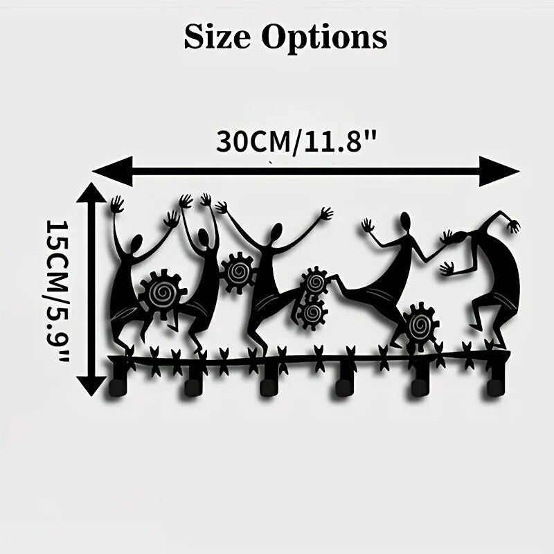 1pc Black Wall Mounted Key Holder - 6 Hooks for Entryway and Living Room Decor