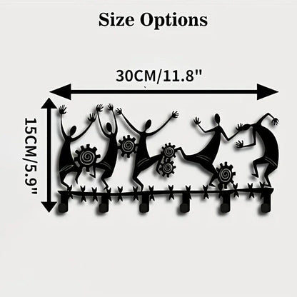 1pc Black Wall Mounted Key Holder - 6 Hooks for Entryway and Living Room Decor