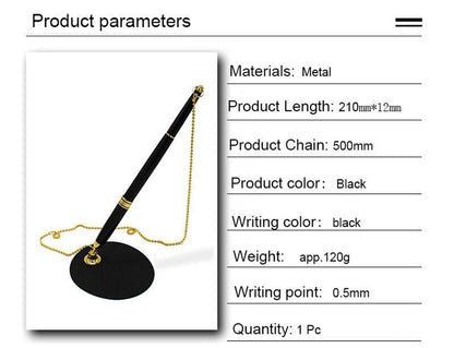 Ballpoint Pen Sticky Desk Chain Fixed Bank Counter Metal Writing Instrument 20cm