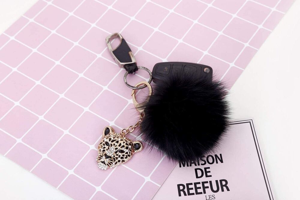 SUESUU Leopard Handbag Charms Accessories Purse Keychain for Large, Black