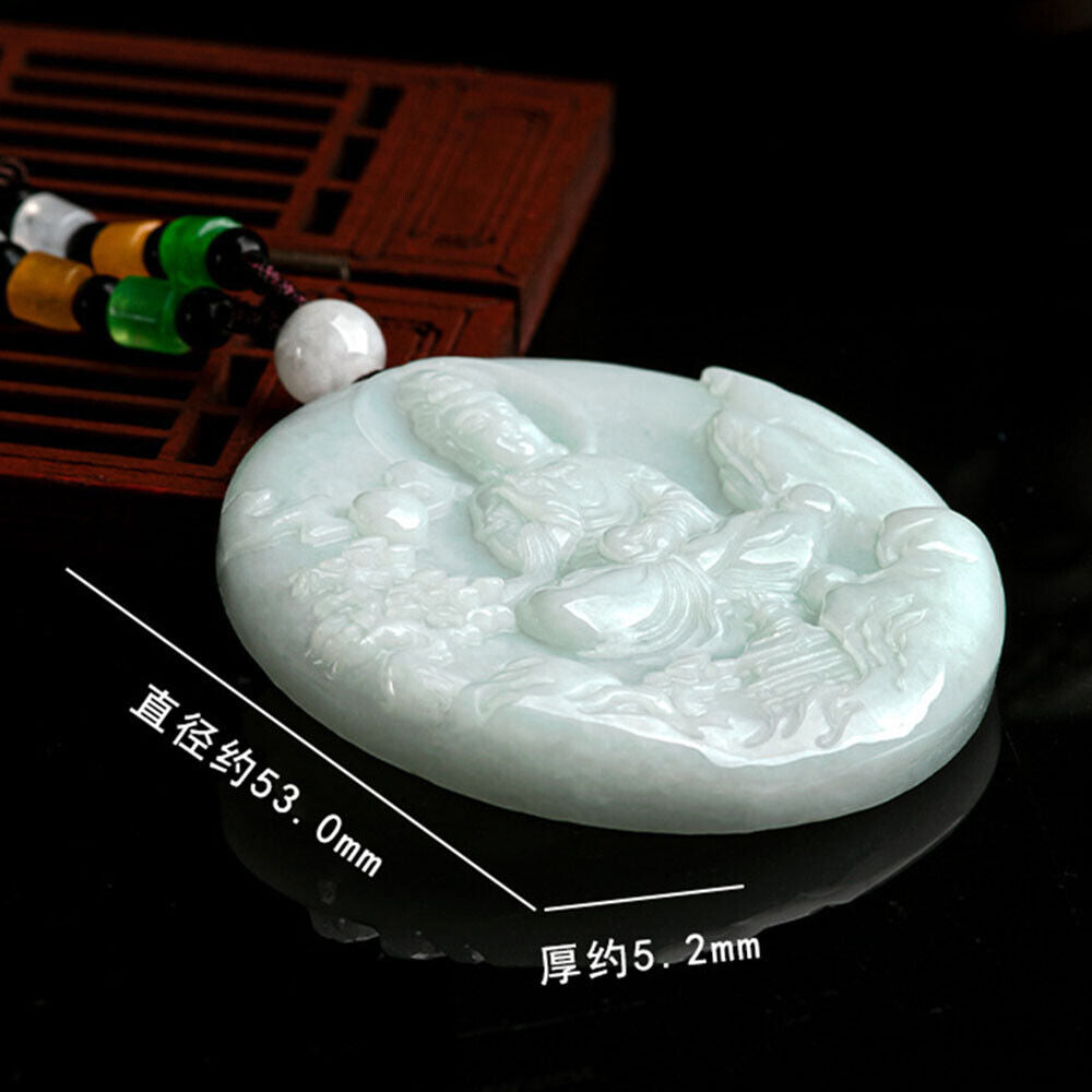 New Natural 100% Jade Grade A Jadeite Lucky Mountain Guanyin Buddha Pendant