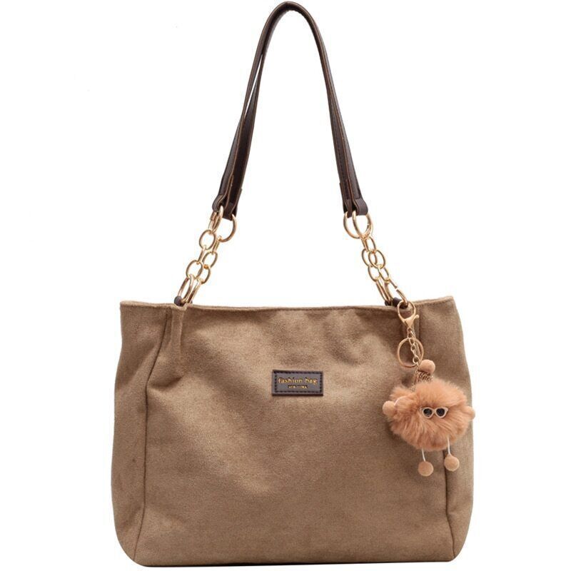 Suede Handbags Women Winter Warm Bag Office Tote Shoulder Bag Ladies