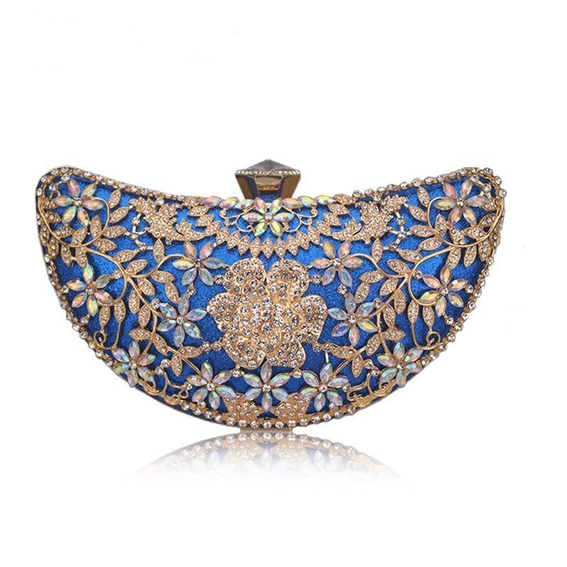 Women Clutch Luxury Bag Hollow Metal Sequined Shoulder Bag Crystal Handbag Purse