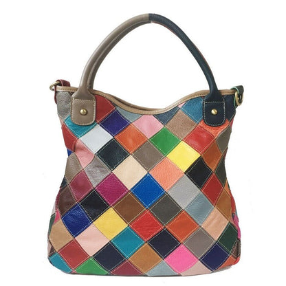 Top Genuine Leather Multi-color Tote Handbag, New Designer Women's Shoulder Bags