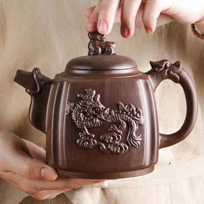 Large Capacity Purple Sand Teapot House Yixing Blossom Pot Tea Ceramic Kettle