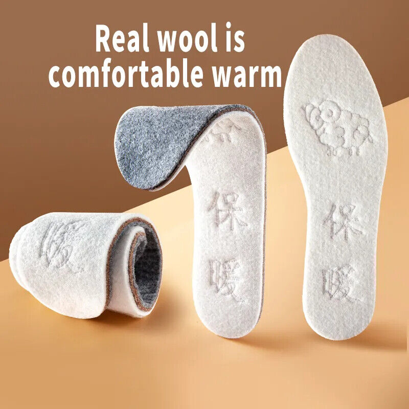 Winter Warm Insoles Wool Thickened Soft Men Women Breathable Shoes Pads EU 35-44