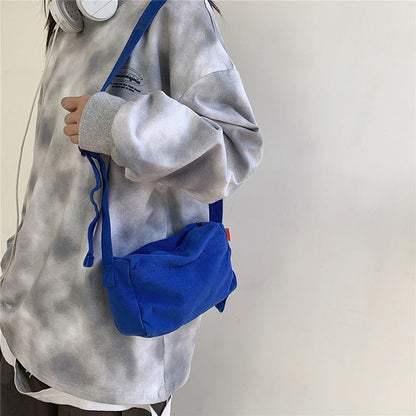 Recycled Cotton Fabric Mini Small Shoulder Pouch Blue Crossbody Bags 24*13*8 CM