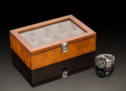 Men Watch Box Organizer Top Wooden Display Fashion Storage Holder Case 3~12Slots