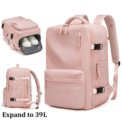 Women Travel Backpack 16 Inch 39L USB Charging Backpack Shoe Bag Hiking Backpack