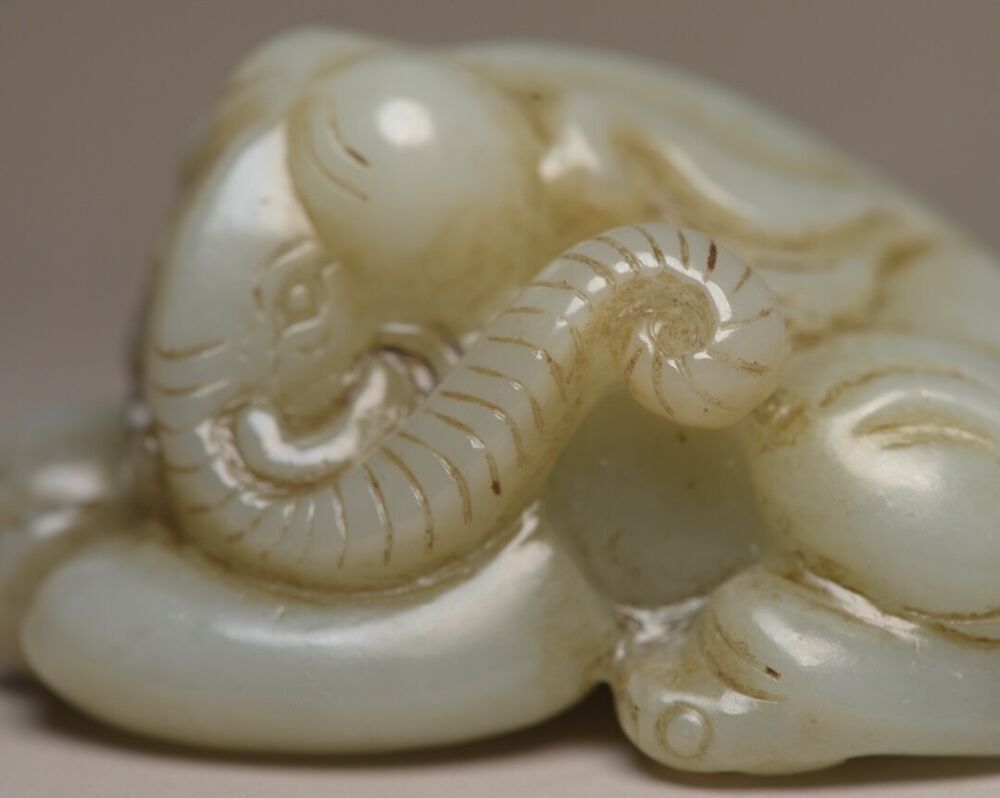 Collection Chinese Natural Hetian Jade Carved Elephant Statue Figurine Ornaments