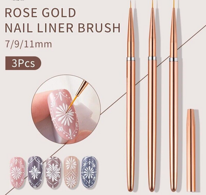 Nail Art Liner 3Pcs French Stripe Brush UV Gel Painting Drawing Pen Manicure Kit
