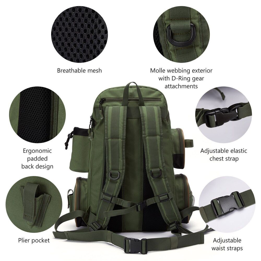 Fishing Bag Tackle Backpack Lightweight Tactical Tackle Box Multifunctional