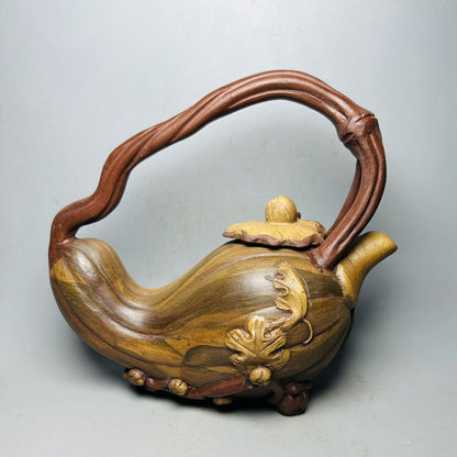 Vintage Chinese Yixing Purple Clay Teapot Zisha Ceremony Pumpkin Tea Set Rare