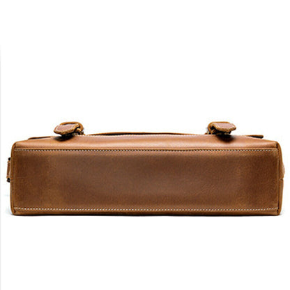 Crazy Horse Leather Men's Shoulder Messenger bag Cowhide Business Briefcase