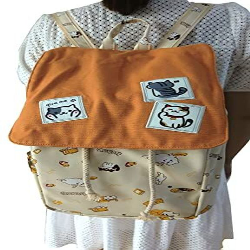 Kawaii Backpack Middle School Students Bookbag 12.2"x10"x5.3", Multicolor