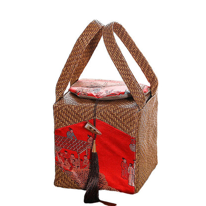 Tea Teaware Storage Bag Pouch Portable Vine Weaving Single Pot Gifts Box
