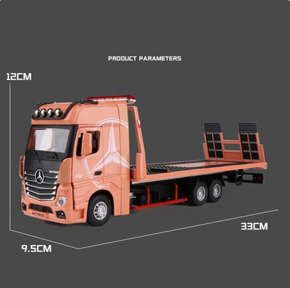 Diecast Toy Deck Flatbed Trailer Model Truck Car Alloy Transporter Vehicle Kids