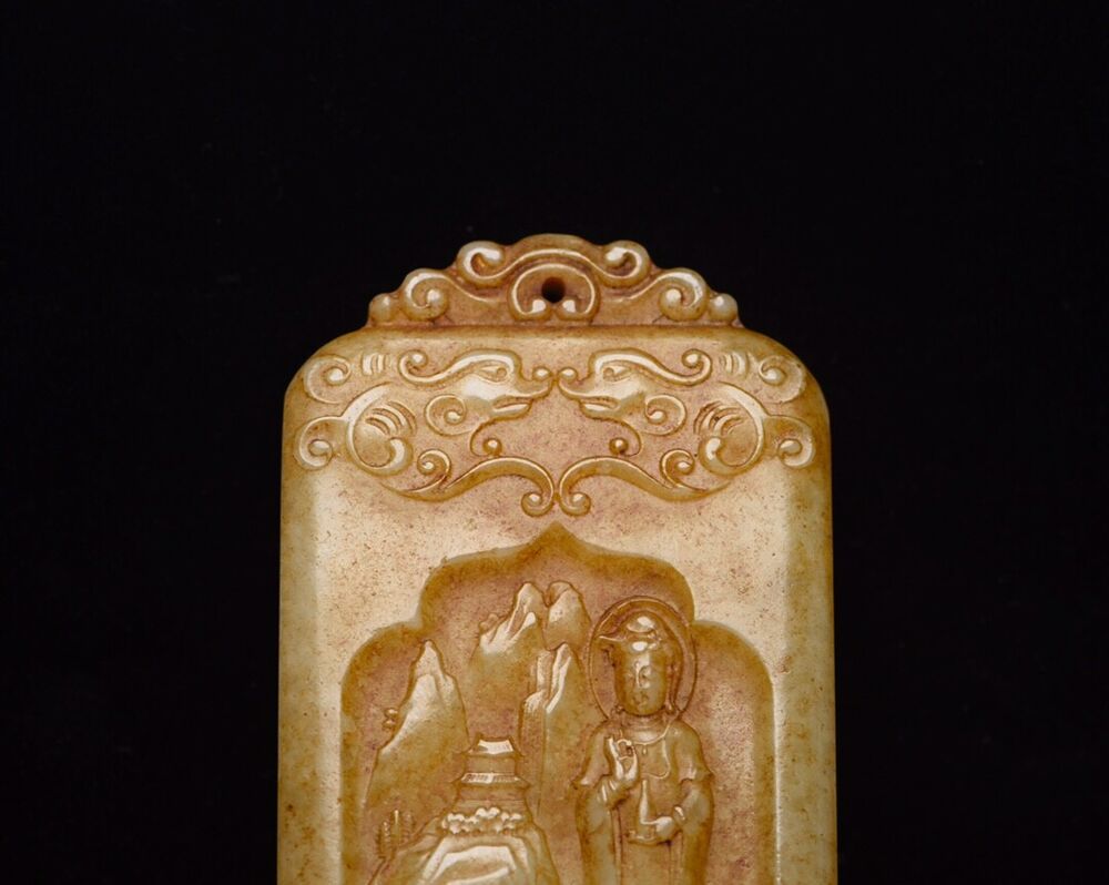 Chinese Hetian Jade Exquisite Carving Kuan Yin Pendant Jewelry Gift Collection
