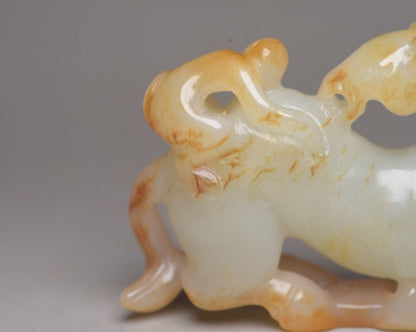 Chinese Natural Hetian Jade Carving Horse Monkey Statue Nice Figurines Art Rare