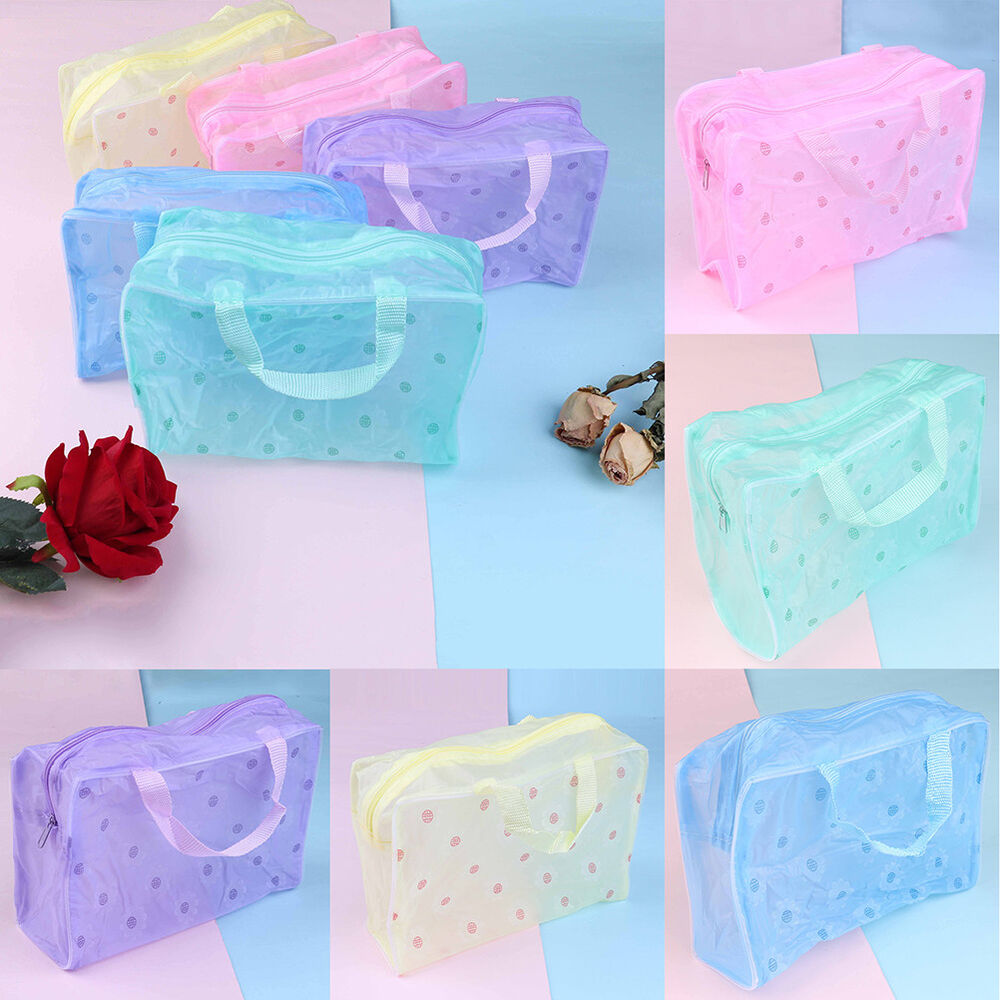 Clear Transparent Plastic PVC Travel Makeup Bag Cosmetic Toiletry Zip Pouch-ca