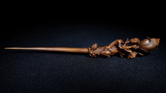 Exquisite Magnolia Hairpin antique wooden carving statues for home decor woman