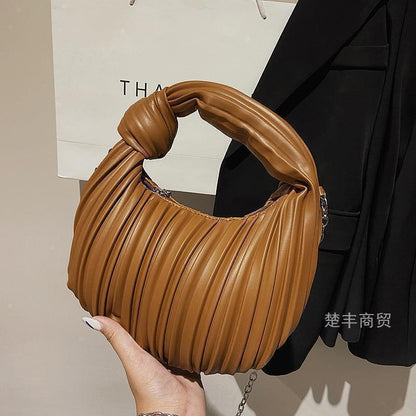 New Vintage Niche Armpit Pleated Bag Women Tote Soft Knot Dumpling Bag