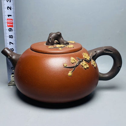 Vintage Chinese Yixing Purple Clay Teapot Zisha Ceremony Plum Blossom Tea Set