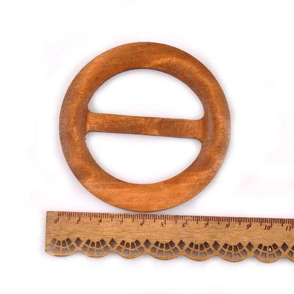 Wooden Round Ring Buckle Wood Windcoat Belt Buckles Garment Ornament Ac