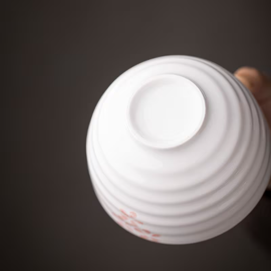 White Cherry Ceramic Matcha Set with Bamboo Whisk and Chasen Stand