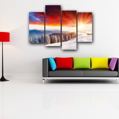 Sun shine Snow Mountain 4 Pieces Canvas Print Wall Art Home Decor Cuadros