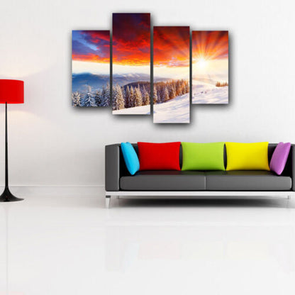Sun shine Snow Mountain 4 Pieces Canvas Print Wall Art Home Decor Cuadros
