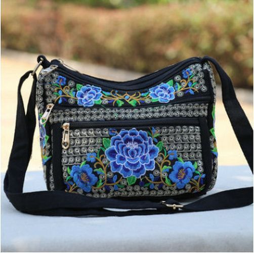 Embroidery Women Shopping Floral Shoulder Crossbody Bags 21*19*11 CM Traveling