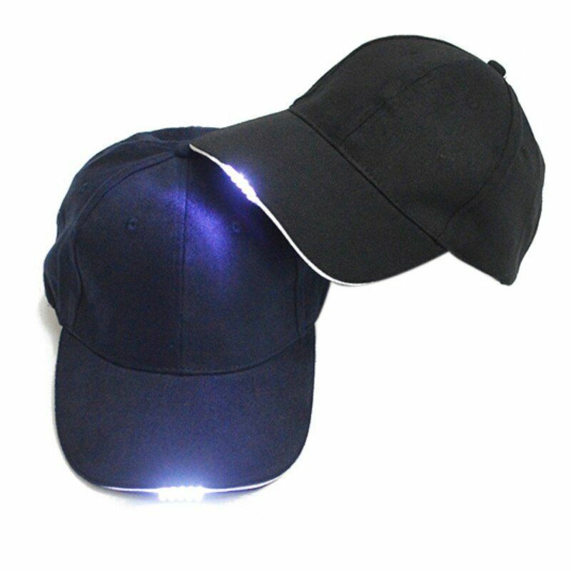 LED Flashlight Hat Sport Baseball Cap Night Walking Cycling Hiking Hunting 14*18