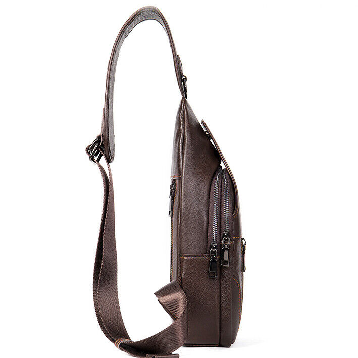 100% Genuine Leather Crossbody Bag Chest Bag Hiking Sling Backpack Shoulder Bags