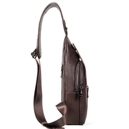 100% Genuine Leather Crossbody Bag Chest Bag Hiking Sling Backpack Shoulder Bags