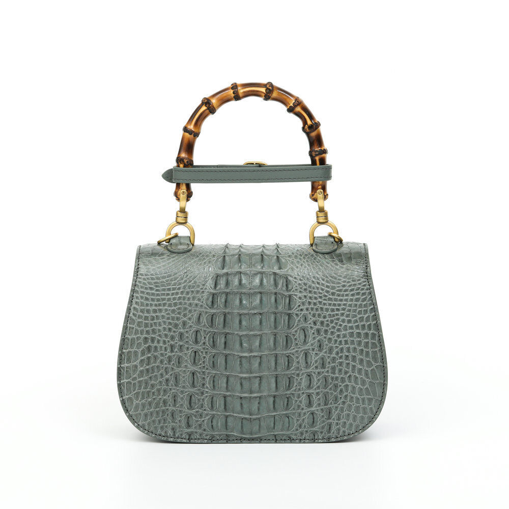 Women's Bamboo Small Handbag, Real CrocodileSkin Shoulder Bags