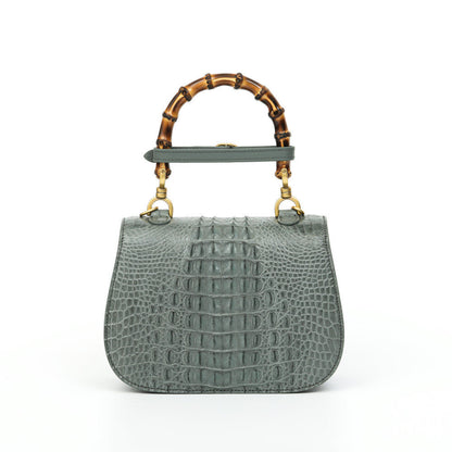 Women's Bamboo Small Handbag, Real CrocodileSkin Shoulder Bags