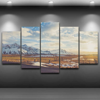 Snow Mountain Ranch Field 5 Piece Canvas Print Wall Art Home Decor Cuadros