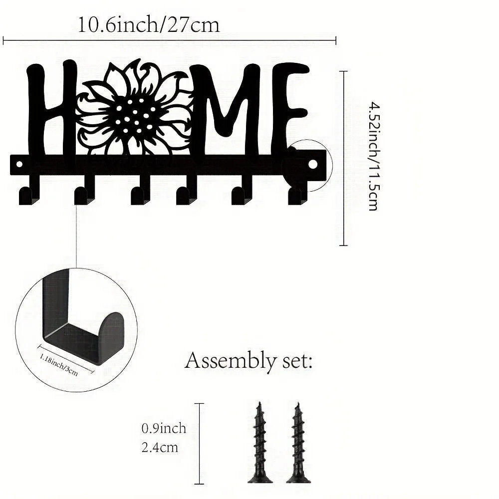 1pc Sunflower and Letter Design Metal Key Holder for Wall - Multi-Purpose Porch