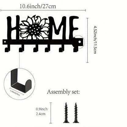1pc Sunflower and Letter Design Metal Key Holder for Wall - Multi-Purpose Porch