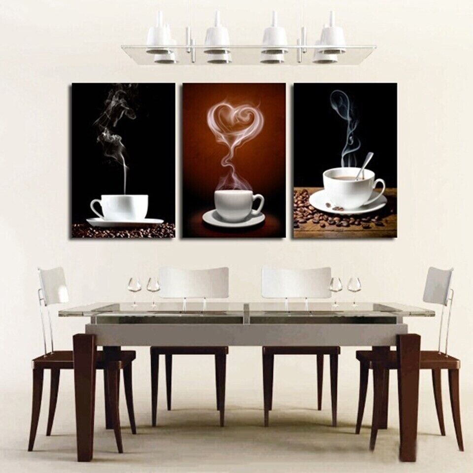 Coffee Cup Love 3 Pieces Canvas Print Wall Art Poster Home Decoration