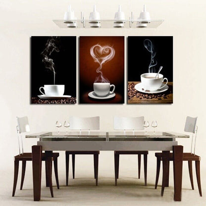 Coffee Cup Love 3 Pieces Canvas Print Wall Art Poster Home Decoration