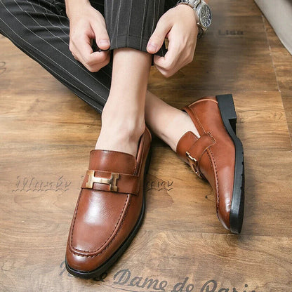 Men Shoes Dress Loafers Genuine Leather Business Shoes Men Wedding Shoes