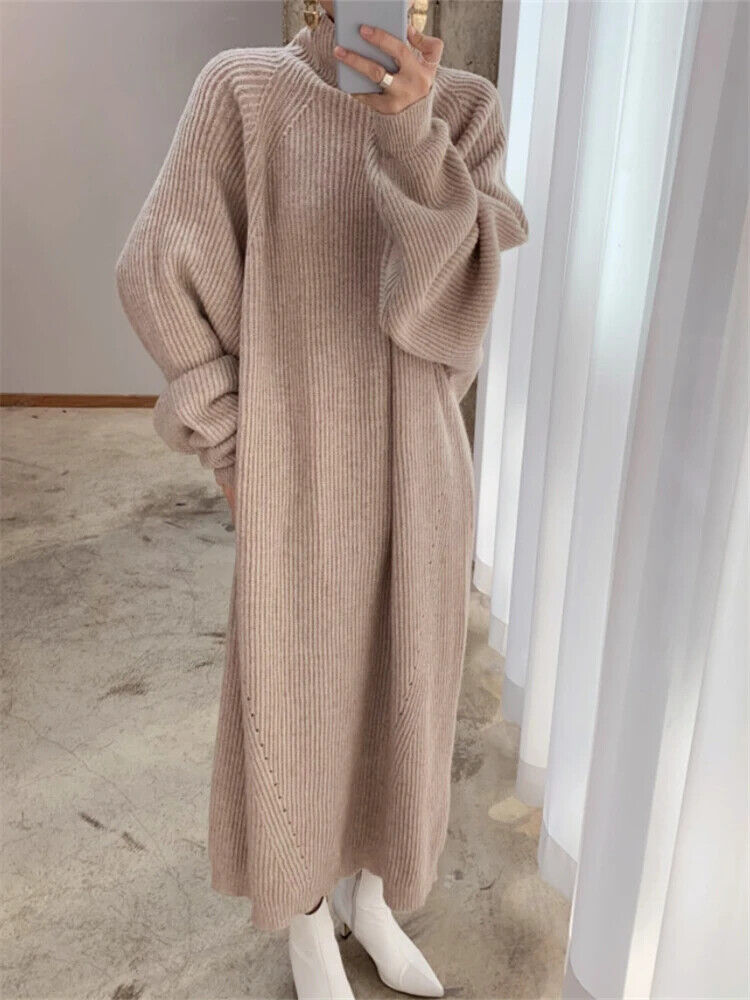 Women Dress Sweater Women Dress Thick Winter Dresses Turtleneck Black